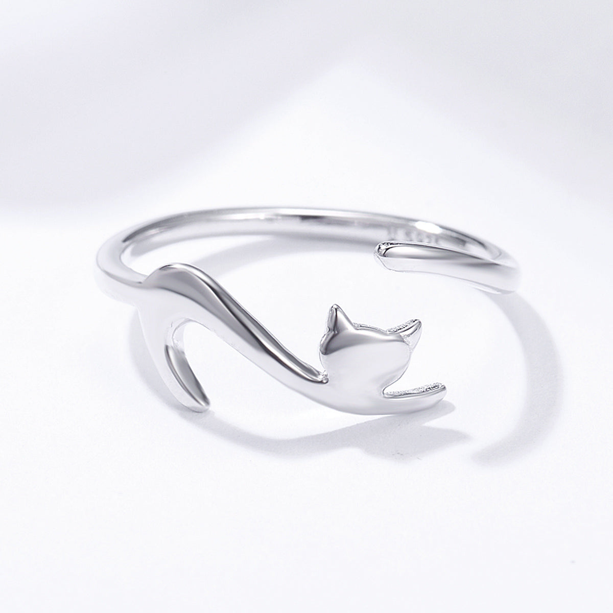 Sterling Silver Cat Adjustable Hypoallergenic Ring