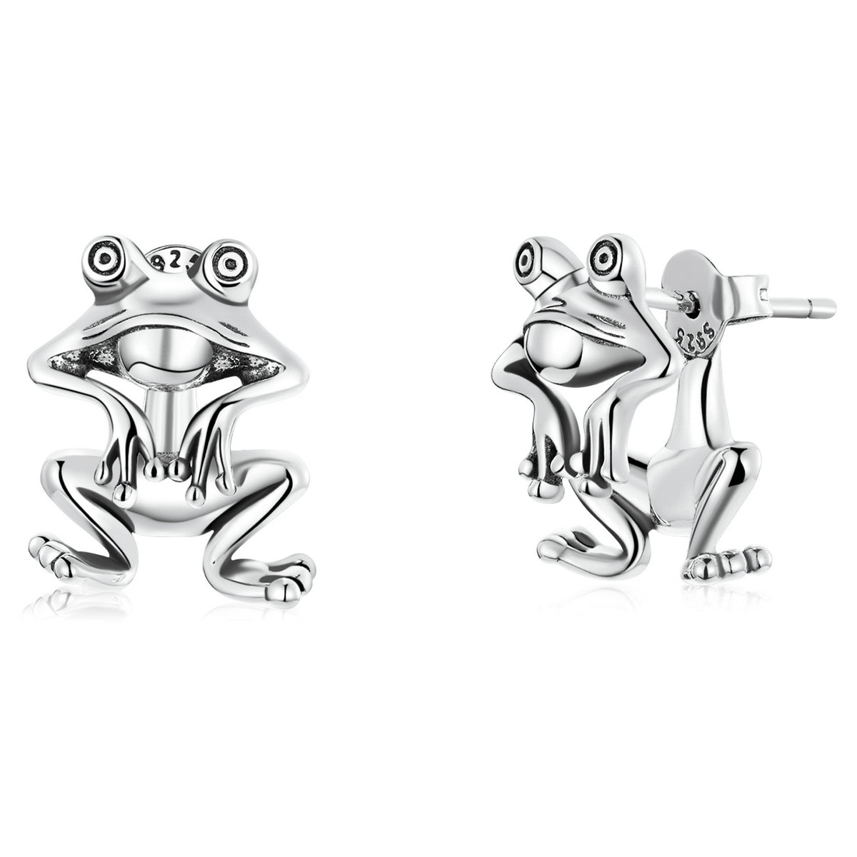 Sterling silver clearance frog earrings