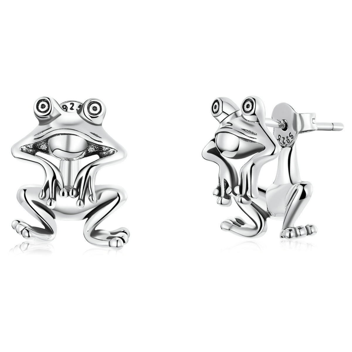 Sterling Silver Frog Stud Hypoallergenic Earrings