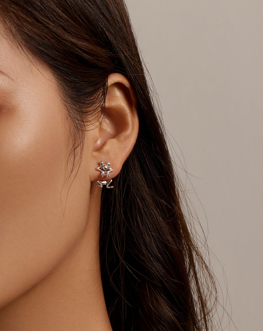 Sterling Silver Frog Stud Hypoallergenic Earrings