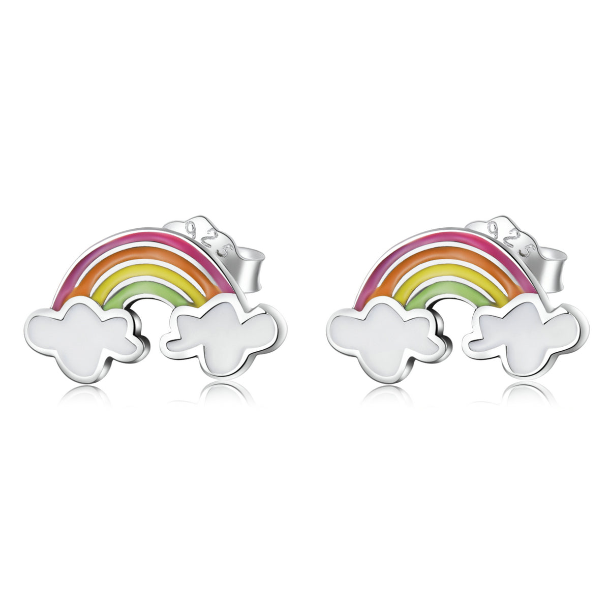 Sterling Silver Rainbow Stud Hypoallergenic Earrings