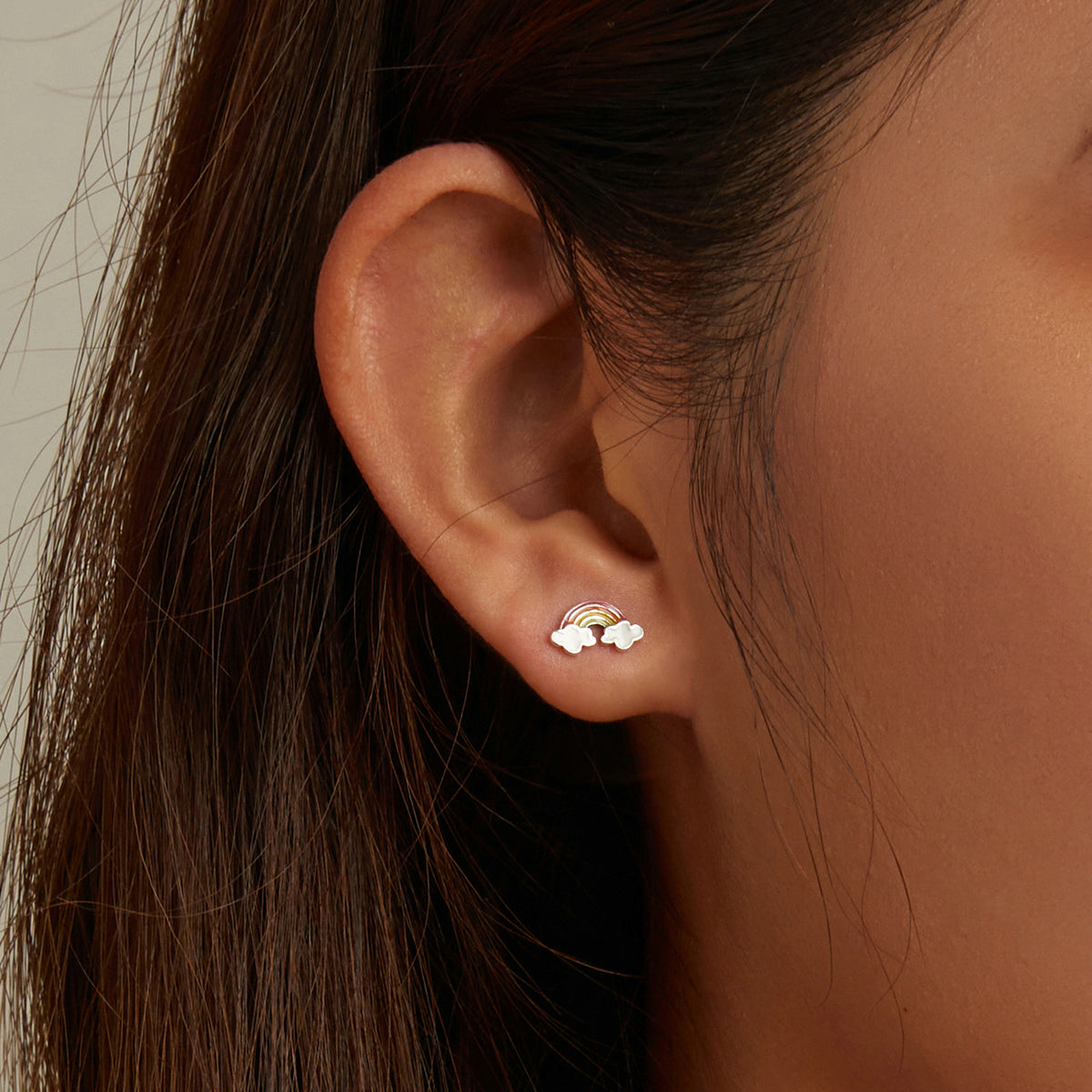 Sterling Silver Rainbow Stud Hypoallergenic Earrings