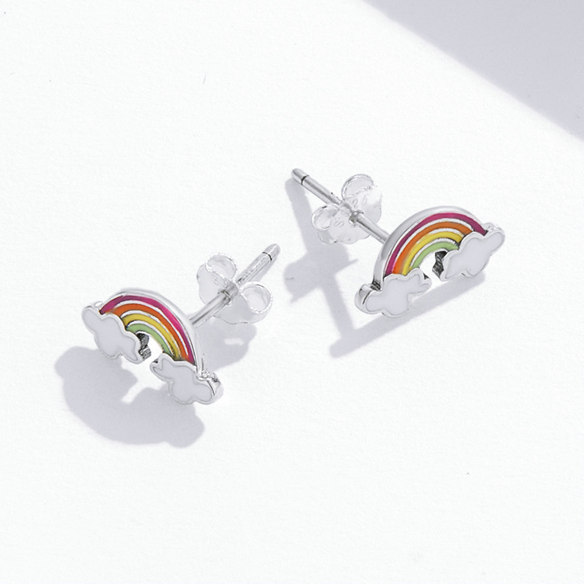 Sterling Silver Rainbow Stud Hypoallergenic Earrings