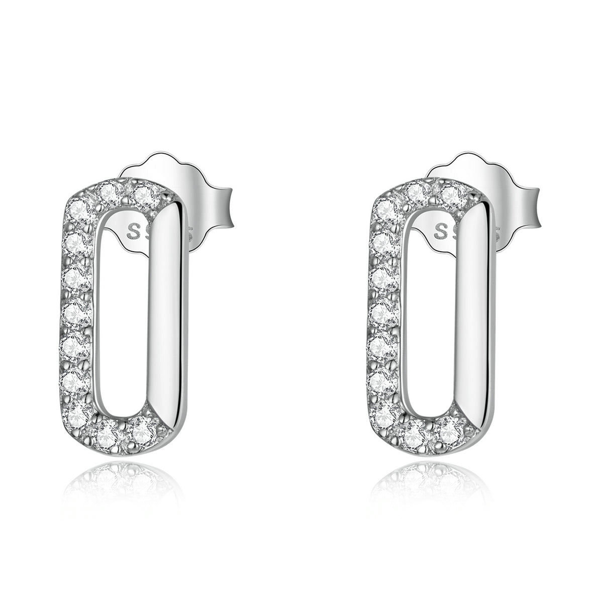 Sterling Silver Rectangular Stud Hypoallergenic Earrings