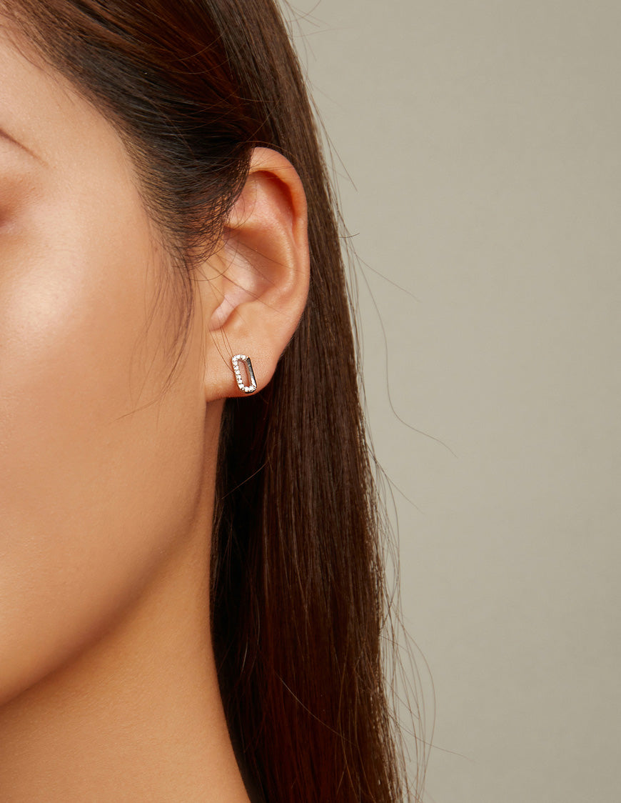 Sterling Silver Rectangular Stud Hypoallergenic Earrings