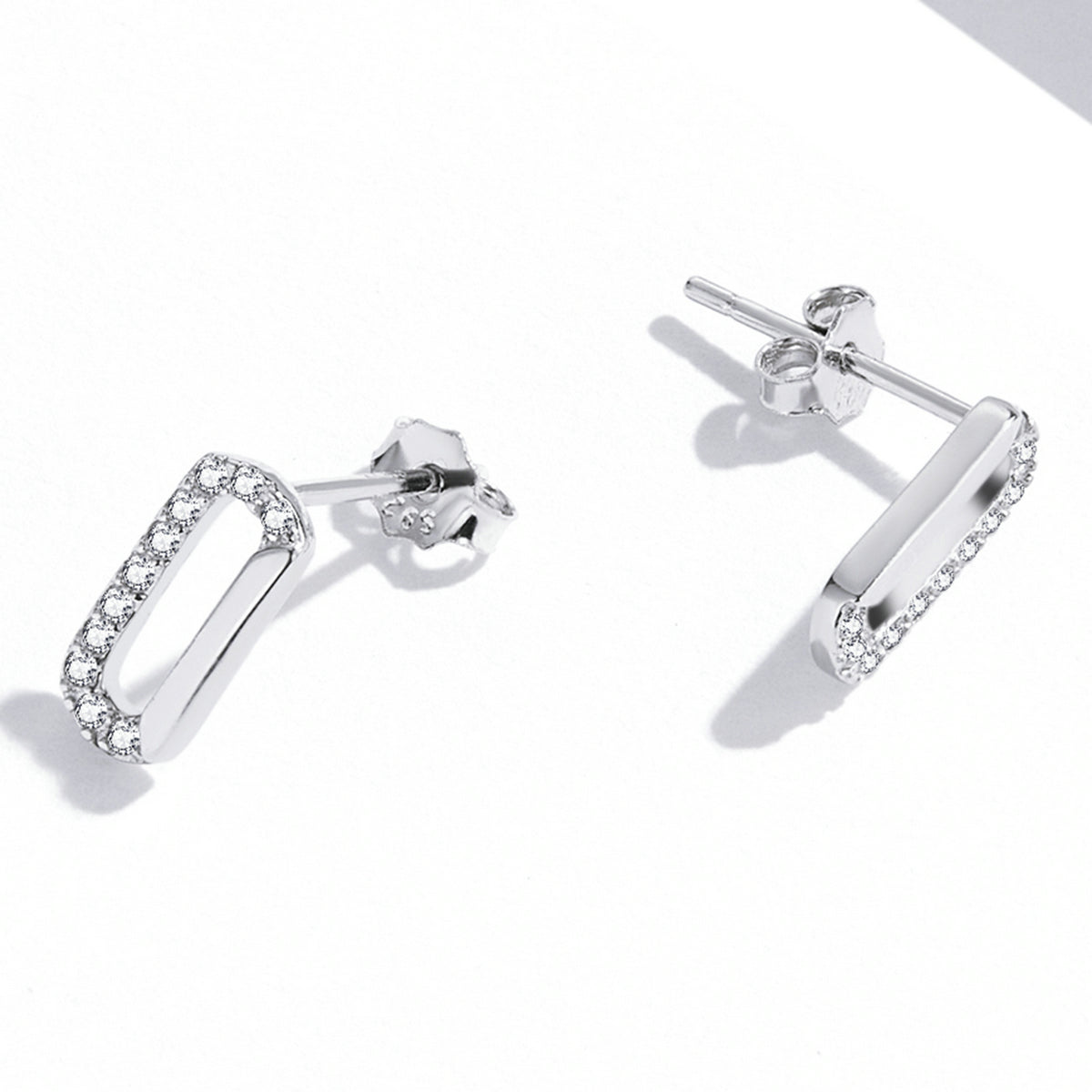 Sterling Silver Rectangular Stud Hypoallergenic Earrings