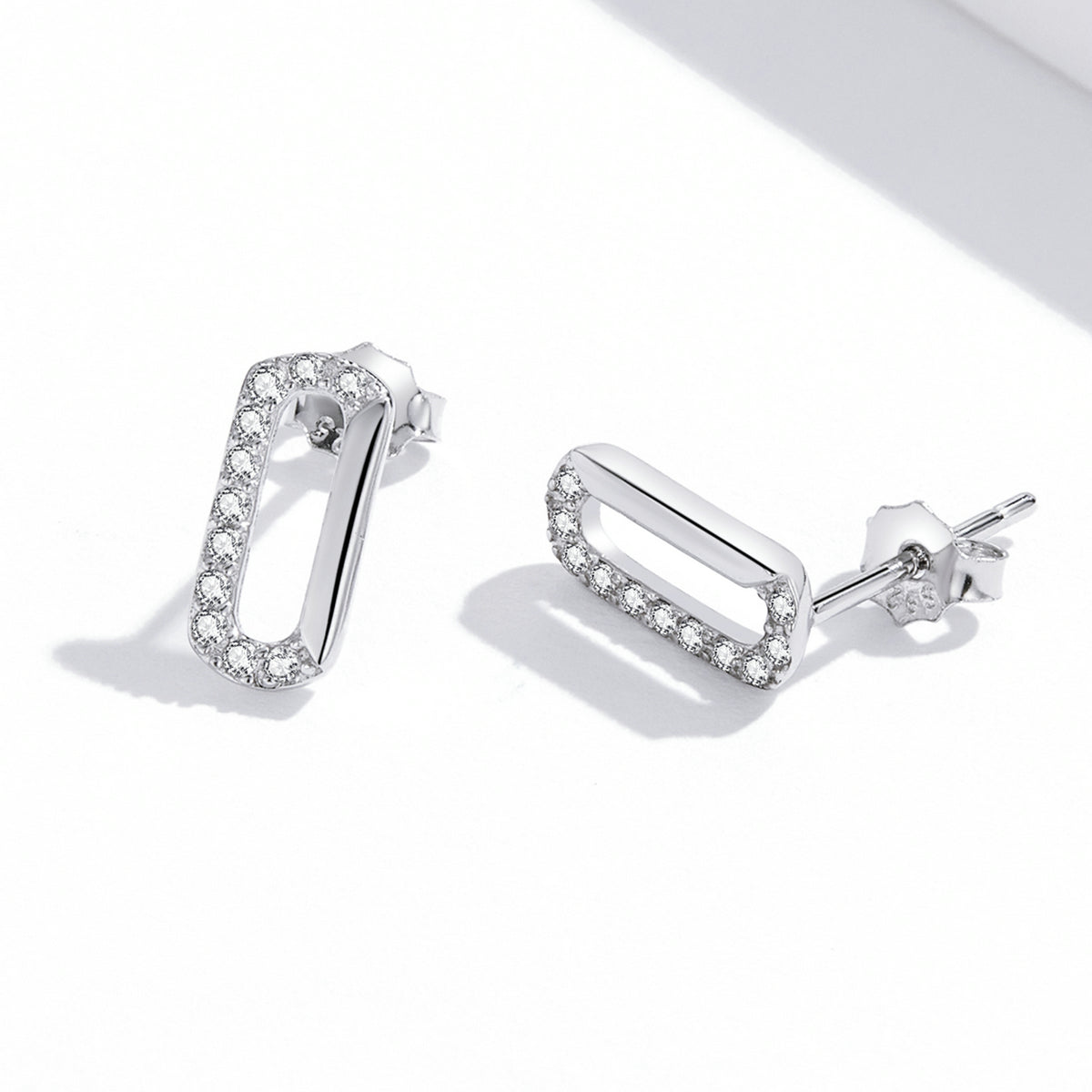 Sterling Silver Rectangular Stud Hypoallergenic Earrings