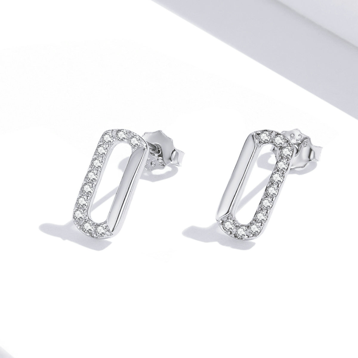 Sterling Silver Rectangular Stud Hypoallergenic Earrings