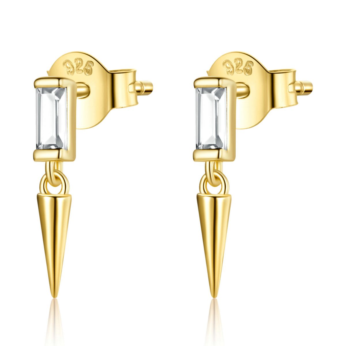 Sterling Silver Geometric Drop Stud Hypoallergenic Earrings