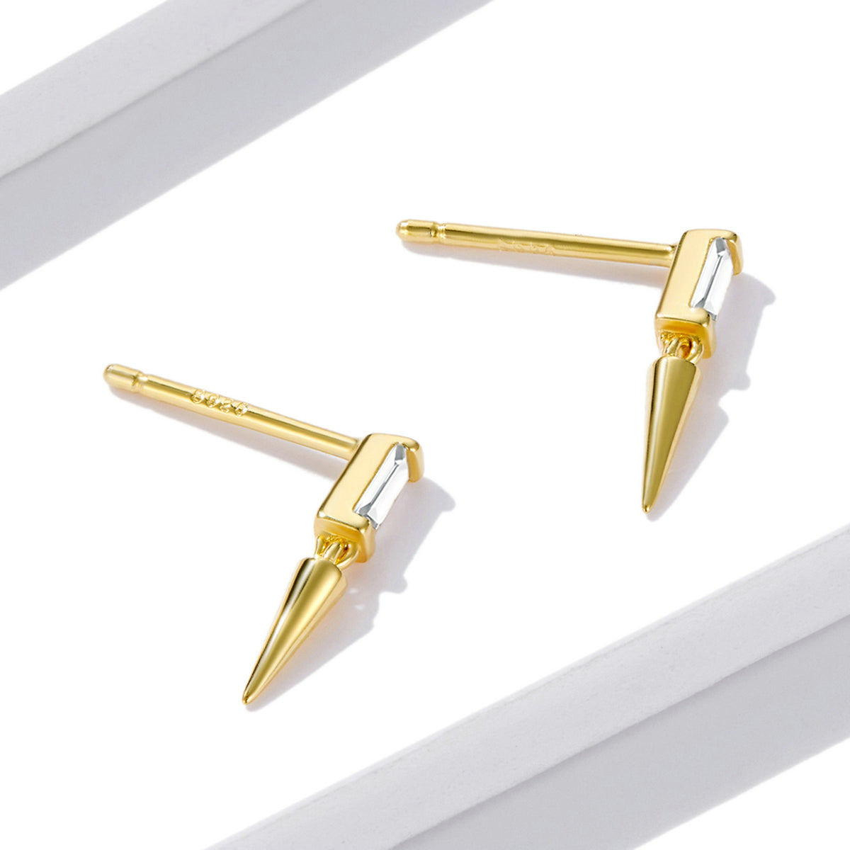 Sterling Silver Geometric Drop Stud Hypoallergenic Earrings