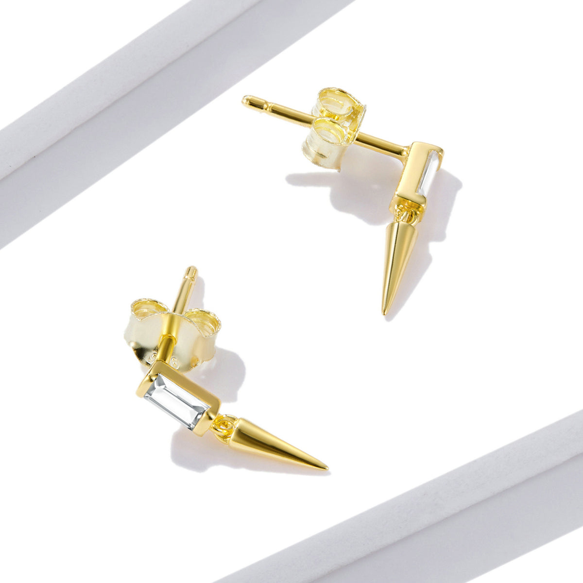 Sterling Silver Geometric Drop Stud Hypoallergenic Earrings