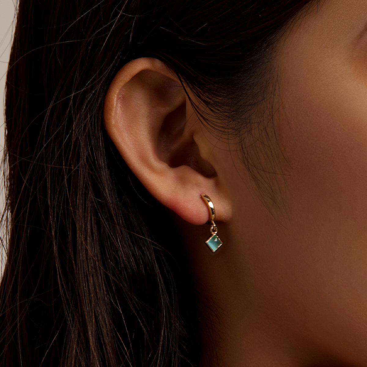 Sterling Silver Synthetic Opal Drop Huggie Hypoallergenic Earrings
