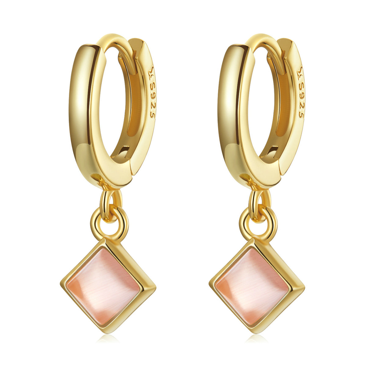 Sterling Silver Synthetic Opal Drop Huggie Hypoallergenic Earrings