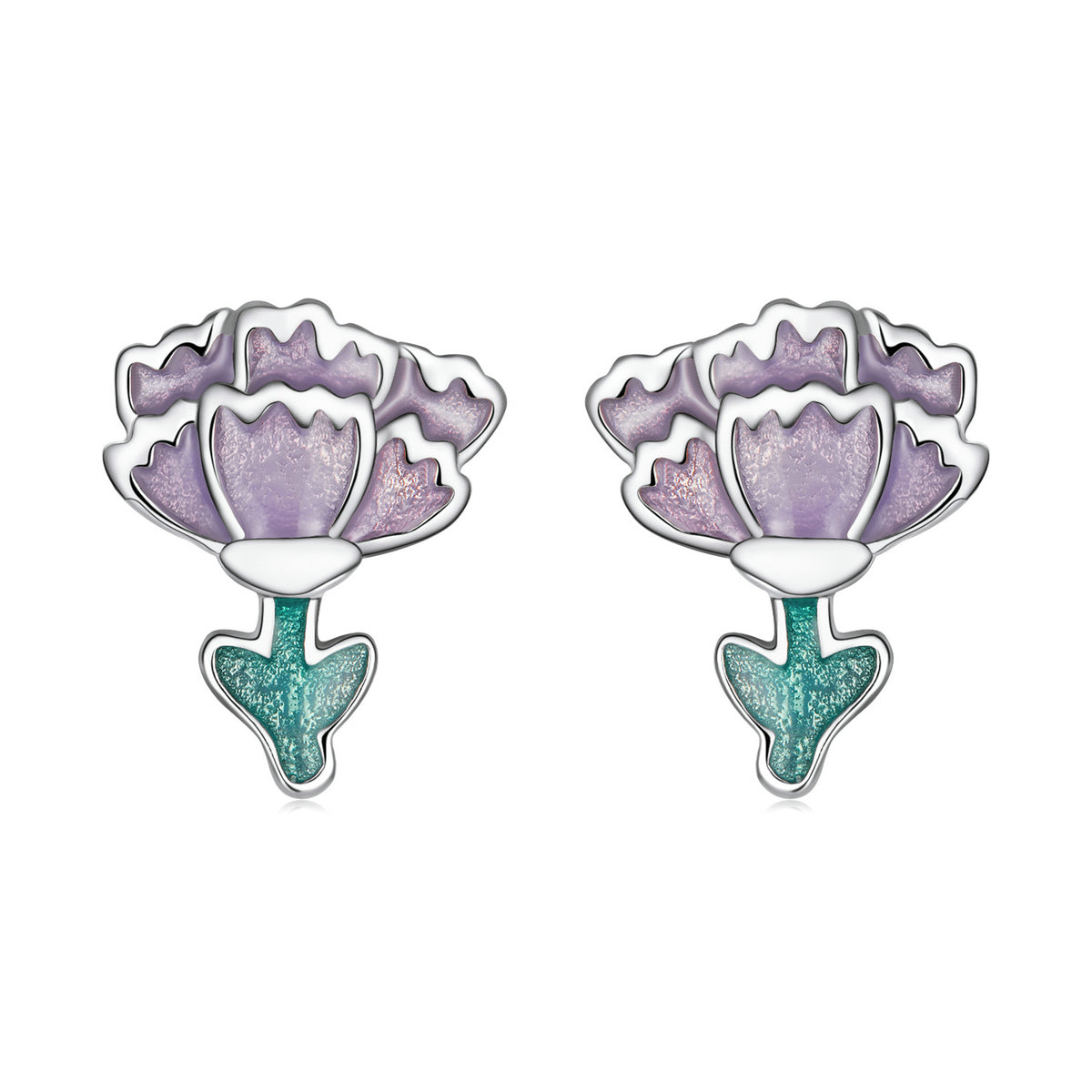 Sterling Silver Carnation Flower Stud Hypoallergenic Earrings