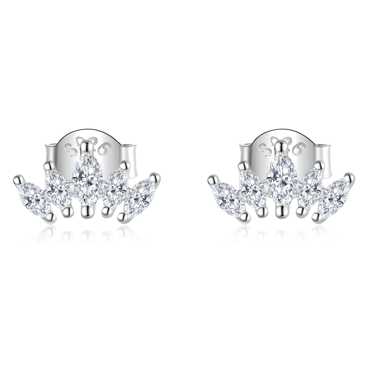 Sterling Silver Shining Crown Stud Hypoallergenic Earrings