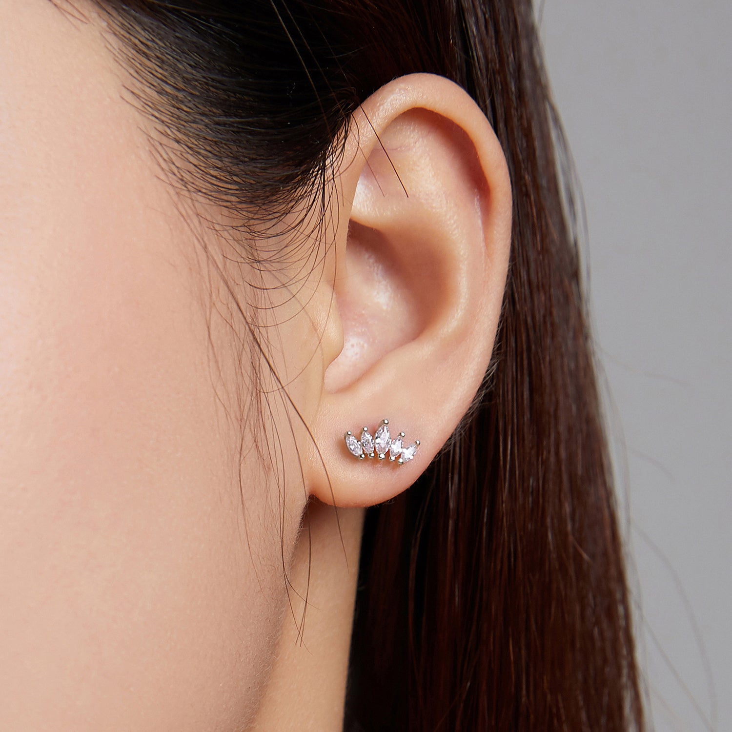 Sterling Silver Shining Crown Stud Hypoallergenic Earrings