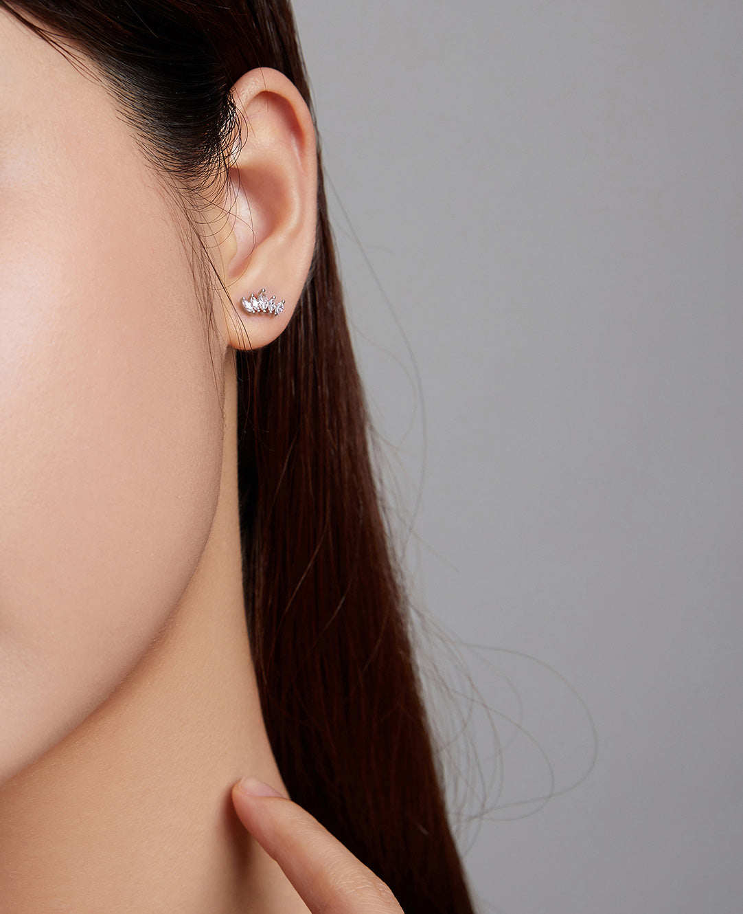 Sterling Silver Shining Crown Stud Hypoallergenic Earrings