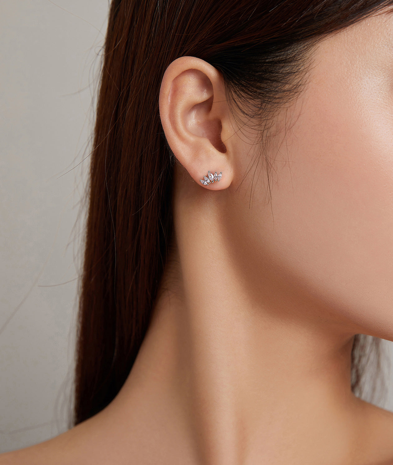 Sterling Silver Shining Crown Stud Hypoallergenic Earrings