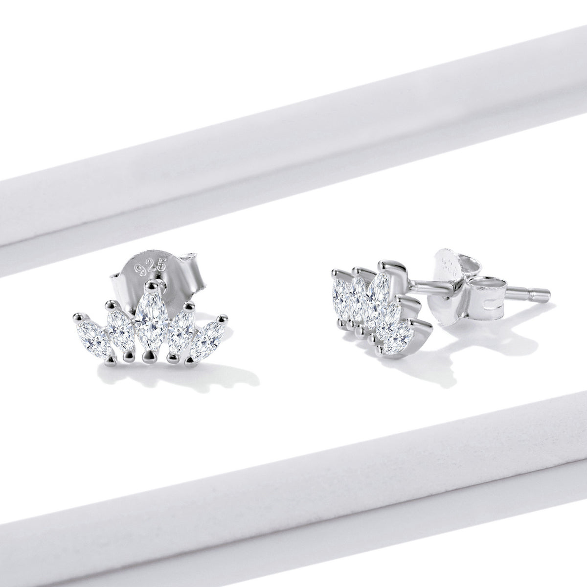 Sterling Silver Shining Crown Stud Hypoallergenic Earrings