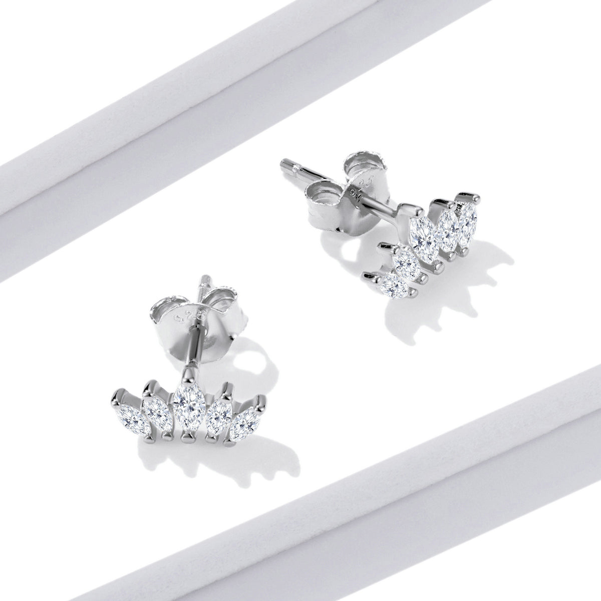 Sterling Silver Shining Crown Stud Hypoallergenic Earrings