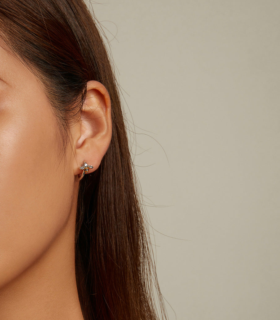 Sterling Silver Little Bee Huggie Hypoallergenic Earrings