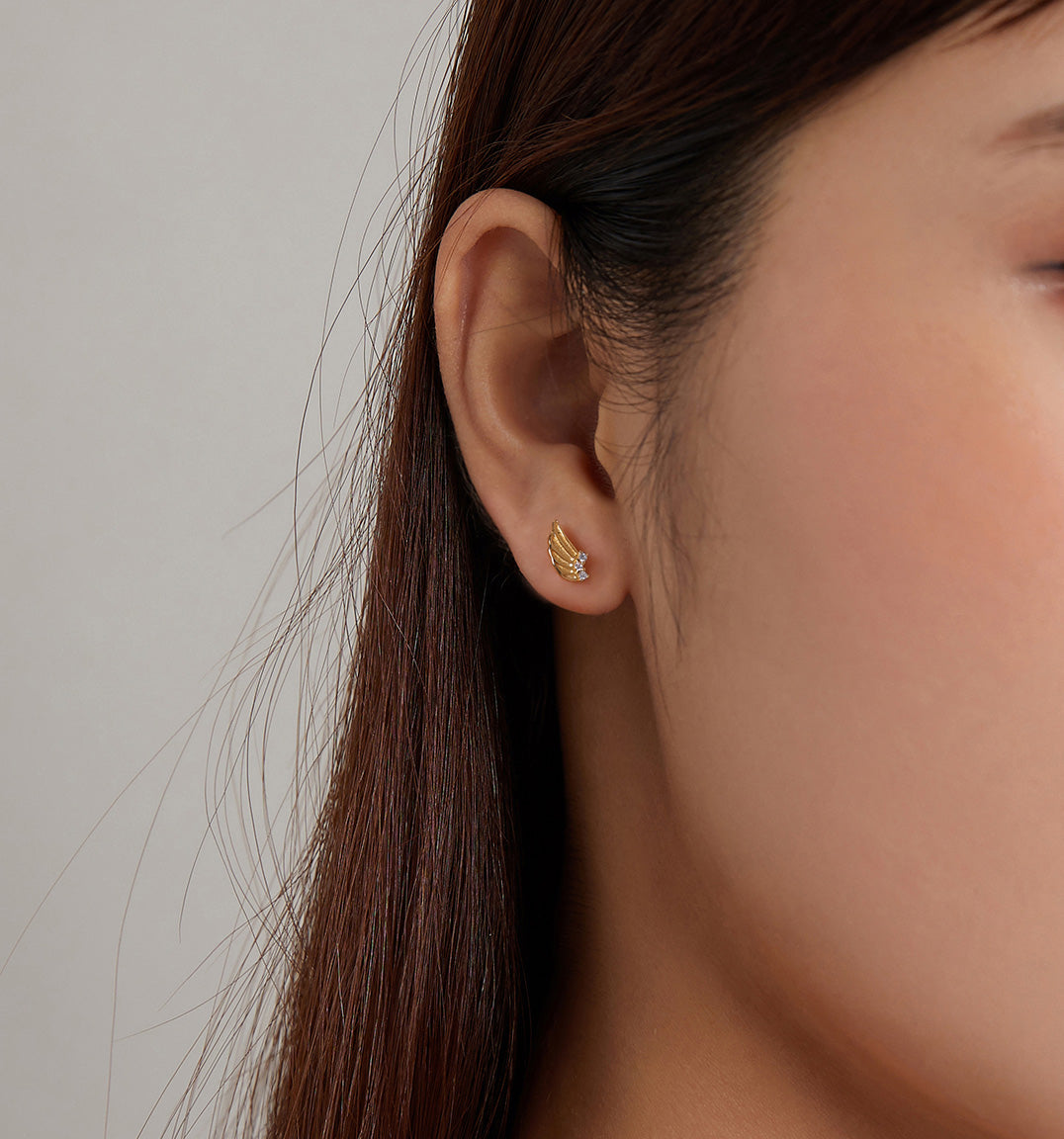 Sterling Silver Gold Angel Wings Stud Hypoallergenic Earrings