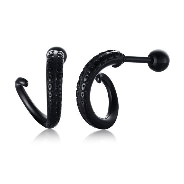 Stainless Steel Octopus Tentacle Screw Stud Earrings