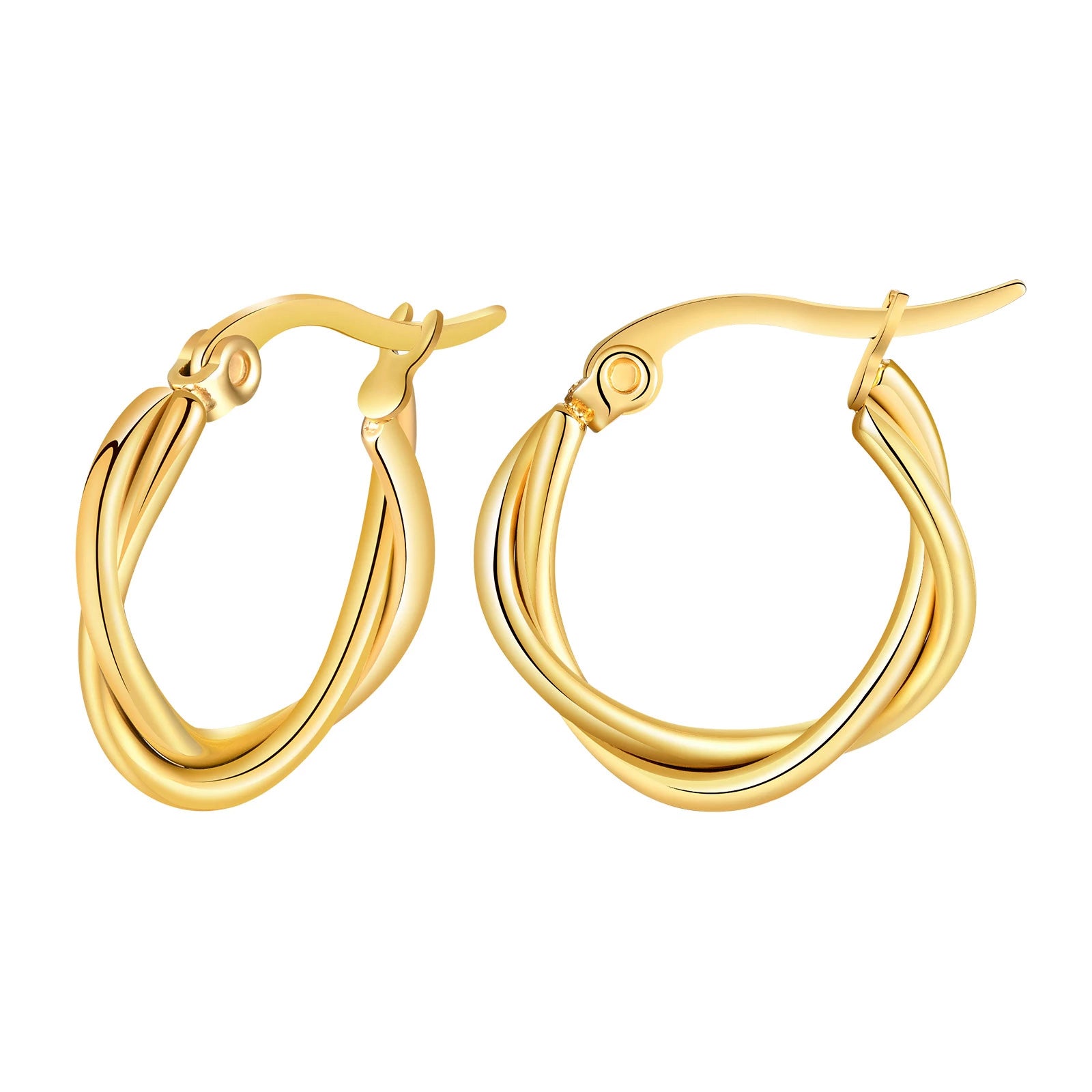 3 Pairs Stainless Steel Twisted Large Circle Hoop Earrings For Women - Silver, Clip-On Style, Gift Bag Included