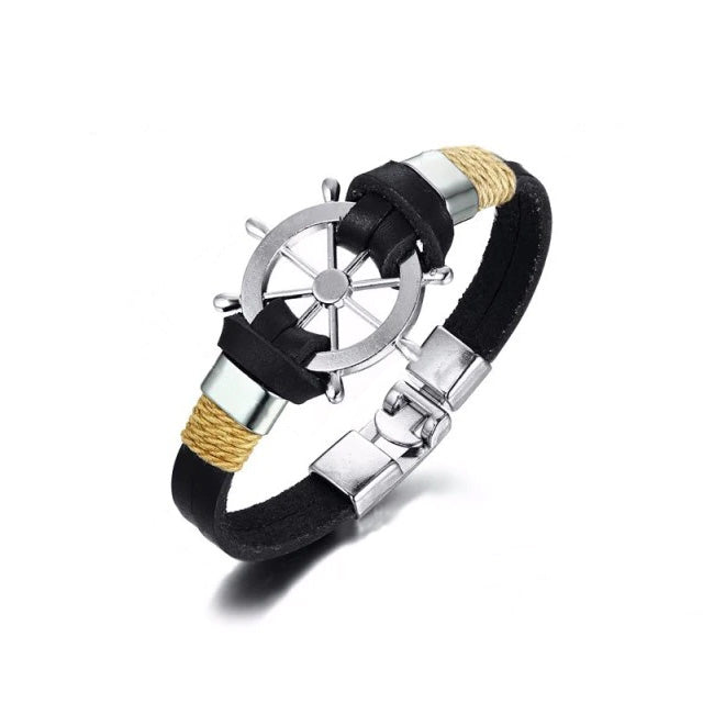 Leather Multilayer Nautical Bracelet