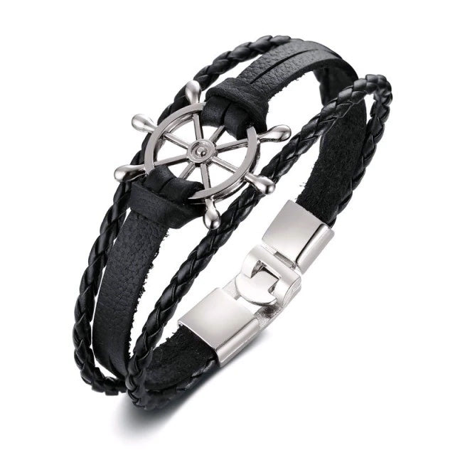 Leather Multilayer Nautical Bracelet