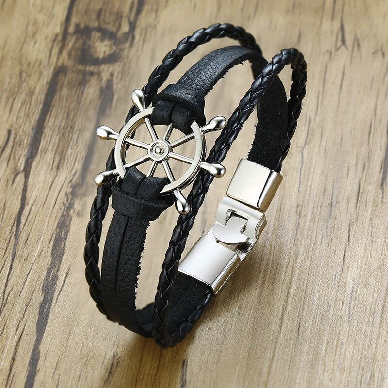 Leather Multilayer Nautical Bracelet