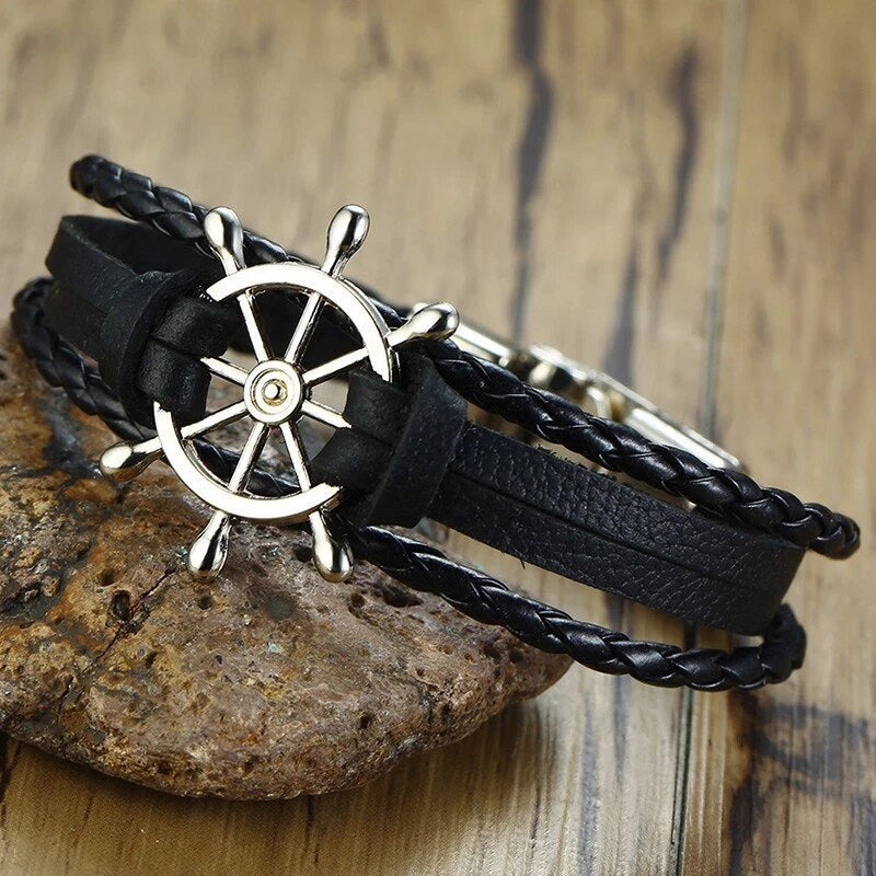Leather Multilayer Nautical Bracelet
