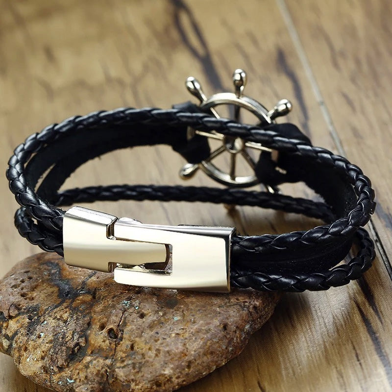 Leather Multilayer Nautical Bracelet