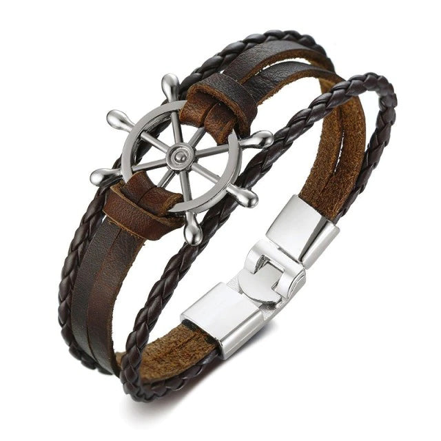 Leather Multilayer Nautical Bracelet