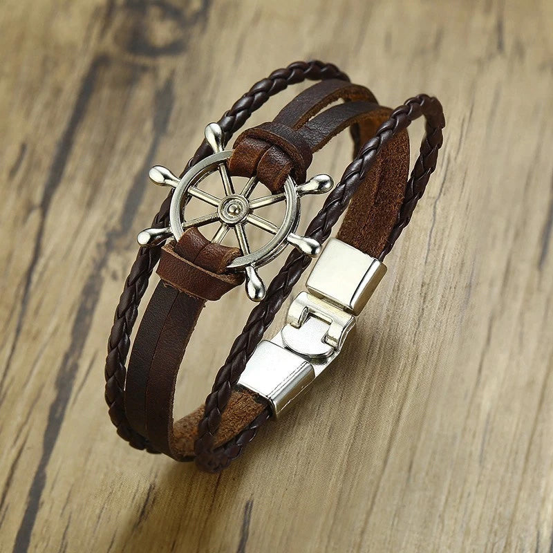 Leather Multilayer Nautical Bracelet