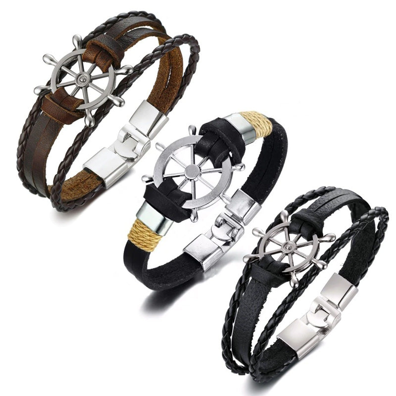 Leather Multilayer Nautical Bracelet