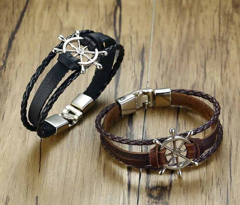 Leather Multilayer Nautical Bracelet