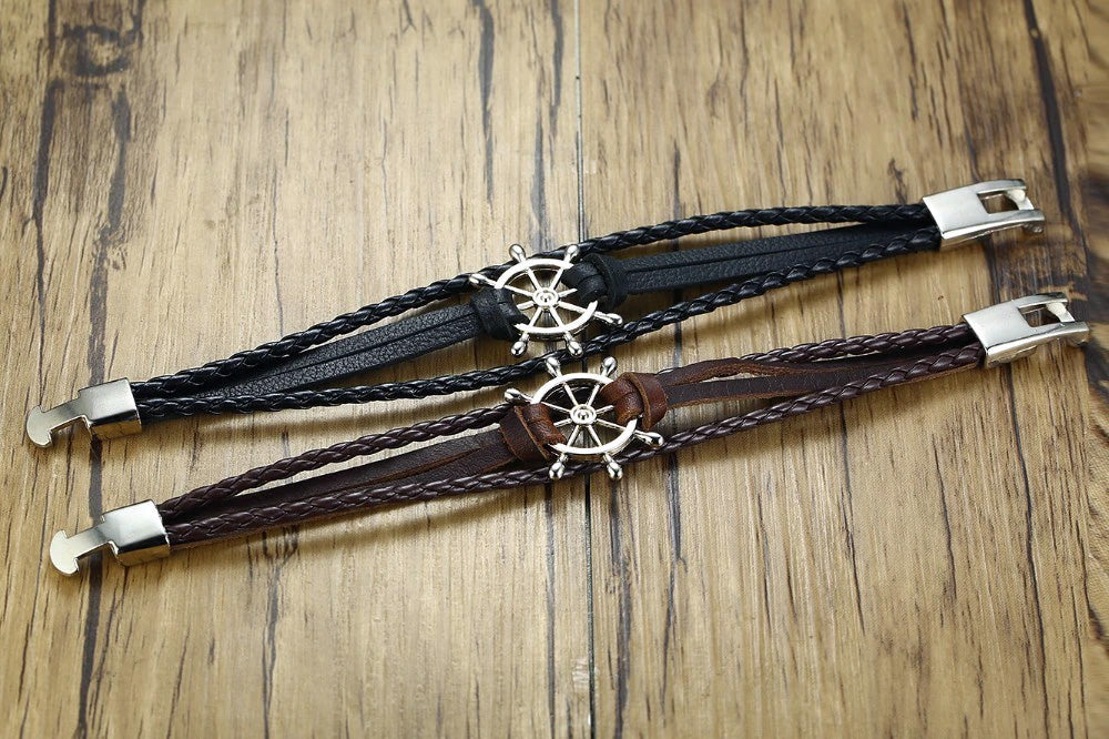 Leather Multilayer Nautical Bracelet