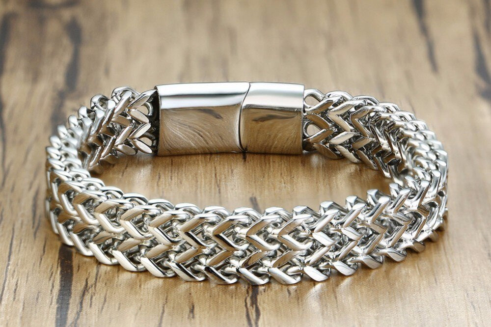 0.8cm Stainless Steel Double Row Foxtail Wheat Chain Bracelet