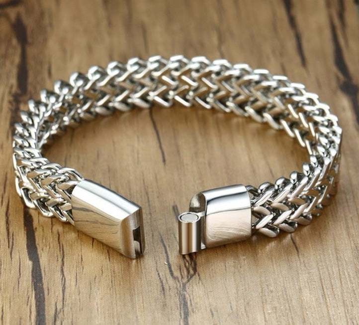 0.8cm Stainless Steel Double Row Foxtail Wheat Chain Bracelet