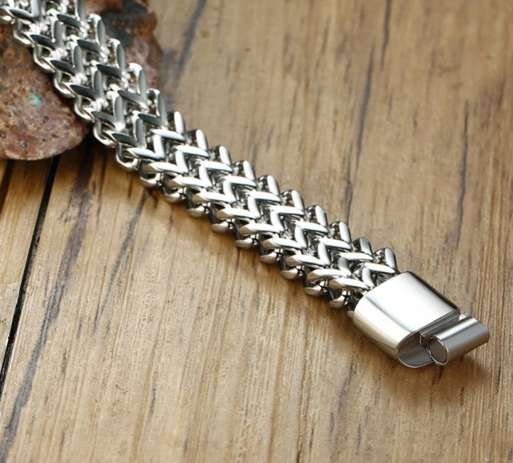 0.8cm Stainless Steel Double Row Foxtail Wheat Chain Bracelet