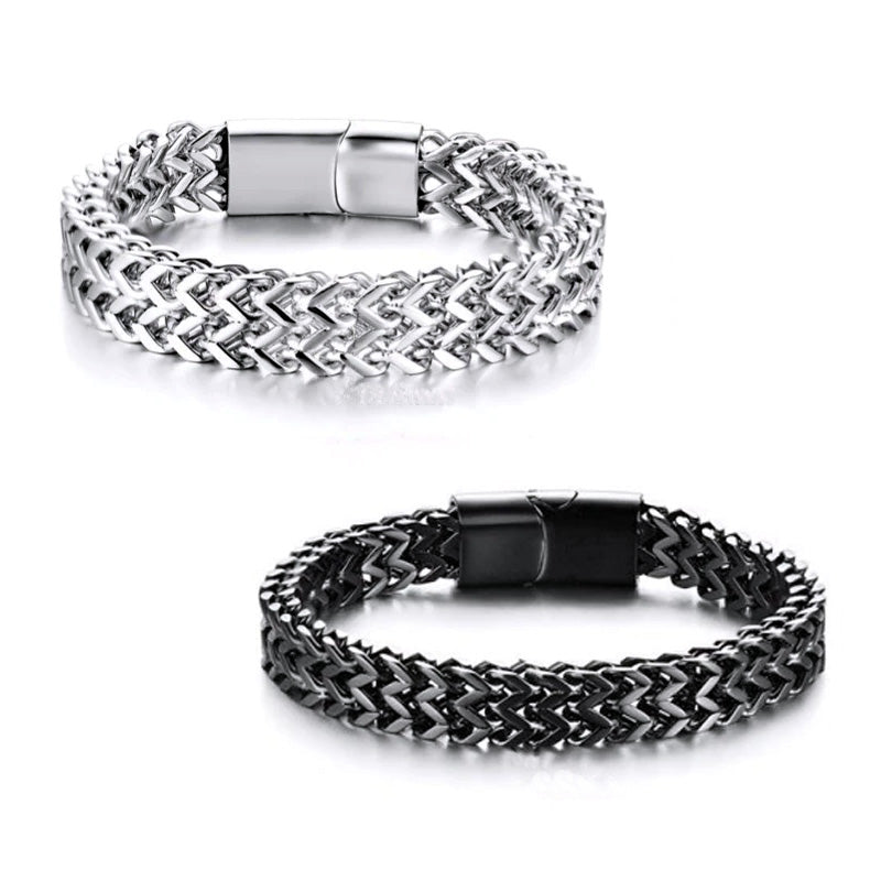 0.8cm Stainless Steel Double Row Foxtail Wheat Chain Bracelet