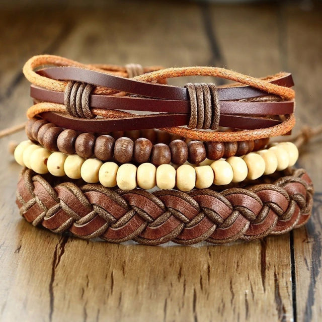 Leather Tan Multilayer Bracelet