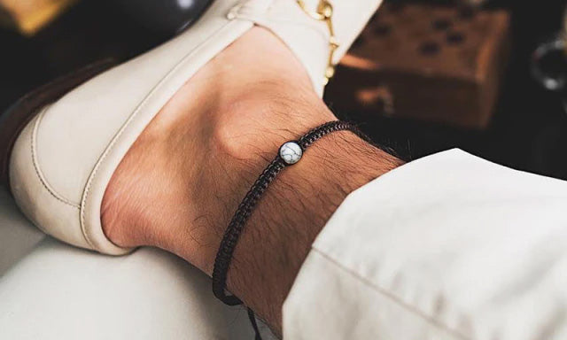 Cotton Braided Single Bead Anklet