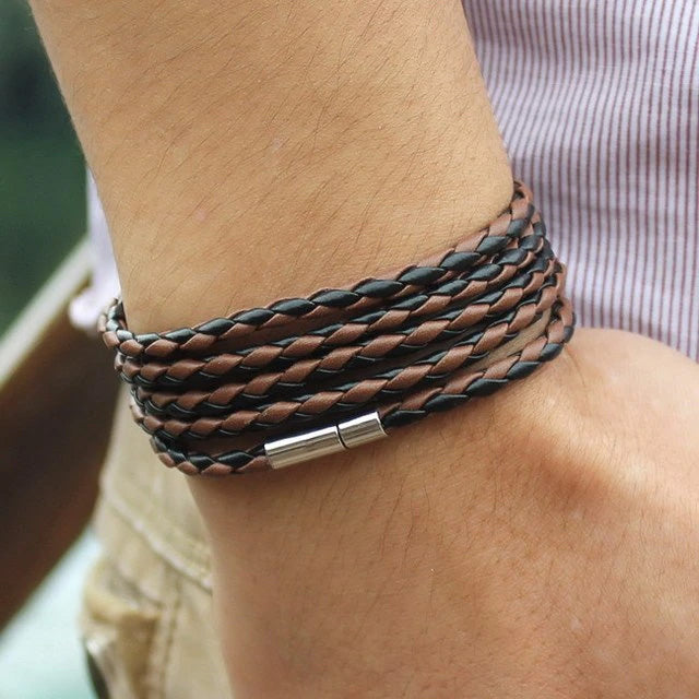 PU Leather Braided Wrap Multilayer Bracelet - Various