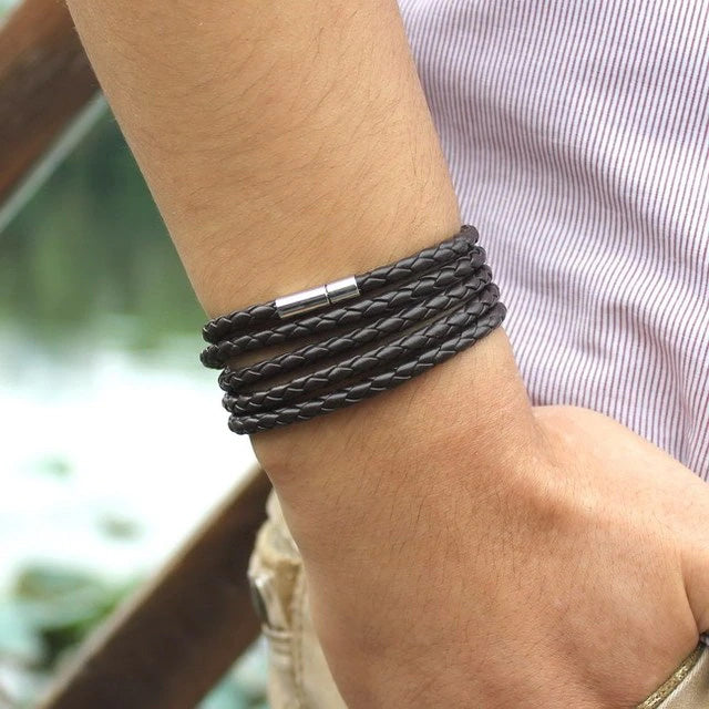 PU Leather Braided Wrap Multilayer Bracelet - Various