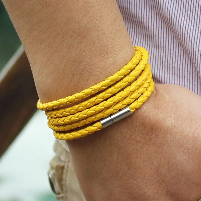 PU Leather Braided Wrap Multilayer Bracelet - Various