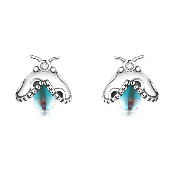 Sterling Silver Shiny Beetle Stud Hypoallergenic Earrings