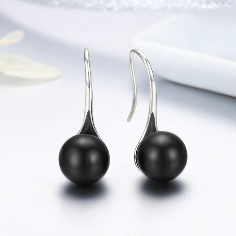 Sterling Silver Elegant Pearl Hook Hypoallergenic Earrings