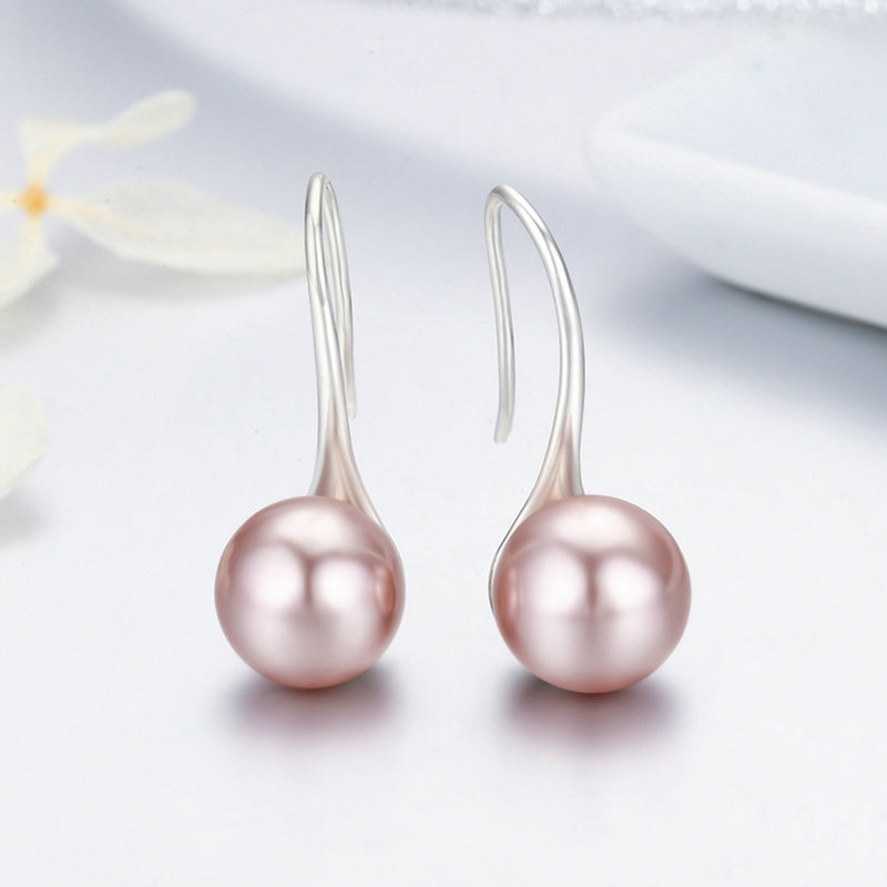 Sterling Silver Elegant Pearl Hook Hypoallergenic Earrings